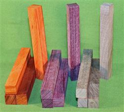 Blank #320 - Pen Turning Blanks, Purpleheart, Padauk & Black Walnut, Set of 12, 4 Each ~ 3/4" x 3/4" x 6+" ~ $14.99